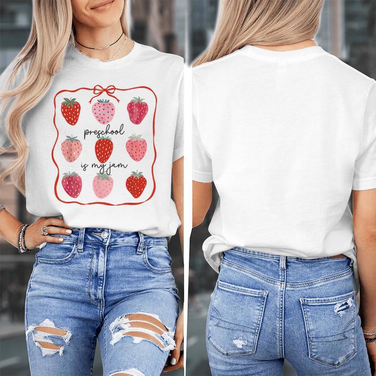 Preschool Is My Jam Strawberry Teacher First Day Of School Women's T-Shirt, funny design Preschool Is My Jam Strawberry Teacher First Day Of School Women's T-Shirt, funny design