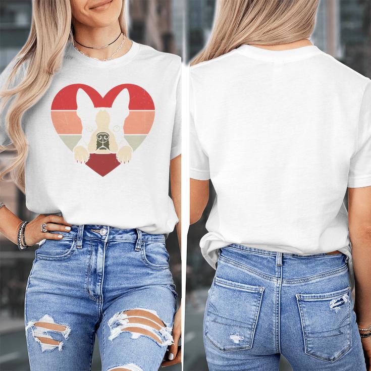 Retro Heart Boston Terrier Dog Vintage Valentine Women's T-Shirt, funny design