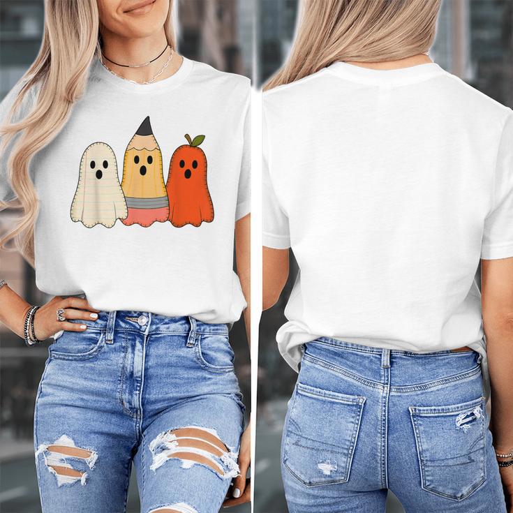 Retro Pencil Ghost Boo Spooky Teacher Halloween Costume Women's T-Shirt, funny design Retro Pencil Ghost Boo Spooky Teacher Halloween Costume Women's T-Shirt, funny design
