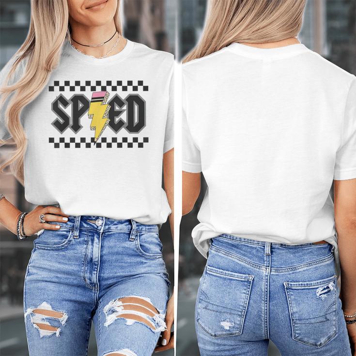 Retro SPED Teacher Pencil Lightning Bolt Back To School Women's T-Shirt, funny design Retro SPED Teacher Pencil Lightning Bolt Back To School Women's T-Shirt, funny design