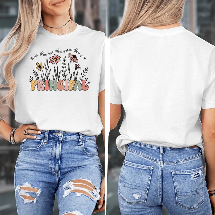Retro Vintage Floral Principal Shirt For Women Teachers Day Women's T-Shirt, funny design