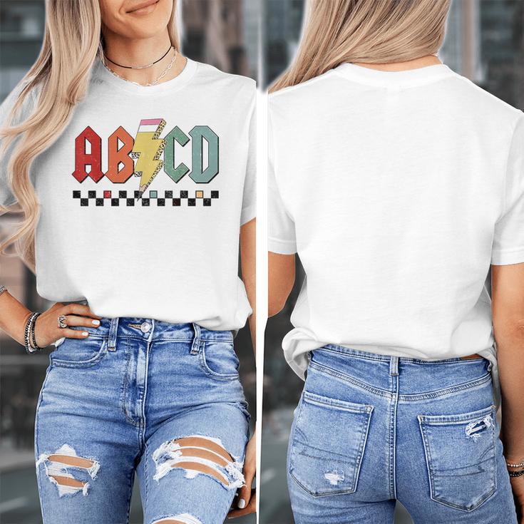 Rock Abcd Back To School Abcd Preschool Teacher Appreciation Women's T-Shirt, funny design Rock Abcd Back To School Abcd Preschool Teacher Appreciation Women's T-Shirt, funny design