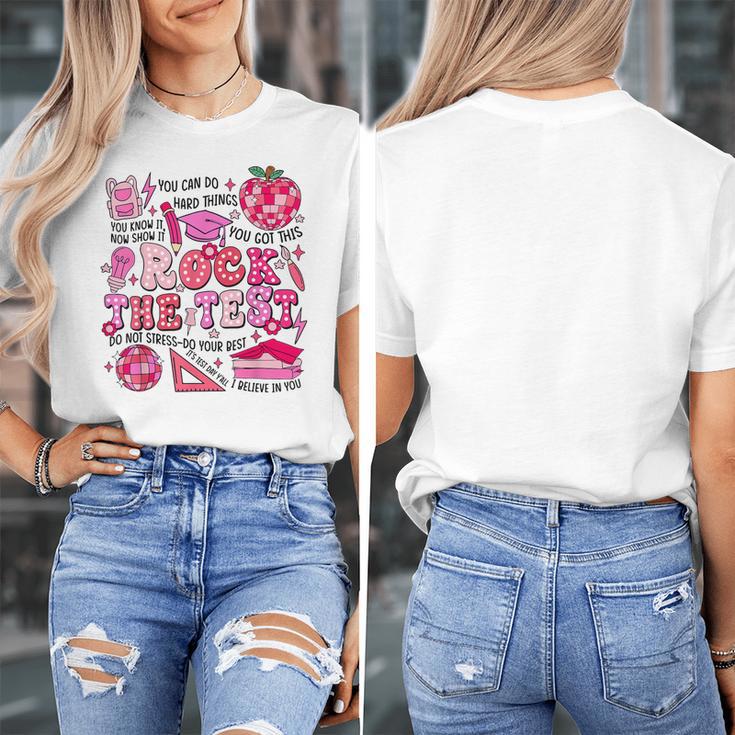 Rock The Test Testing Day Don't Stress Do Your Best Teacher For Men Women Girls Kids Women's T-Shirt, funny design
