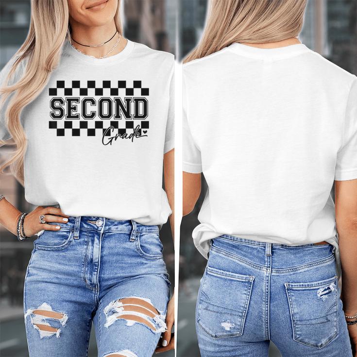 Second Grade Checkered Teacher 1st Day Back To School Women Women's T-Shirt, funny design Second Grade Checkered Teacher 1st Day Back To School Women Women's T-Shirt, funny design
