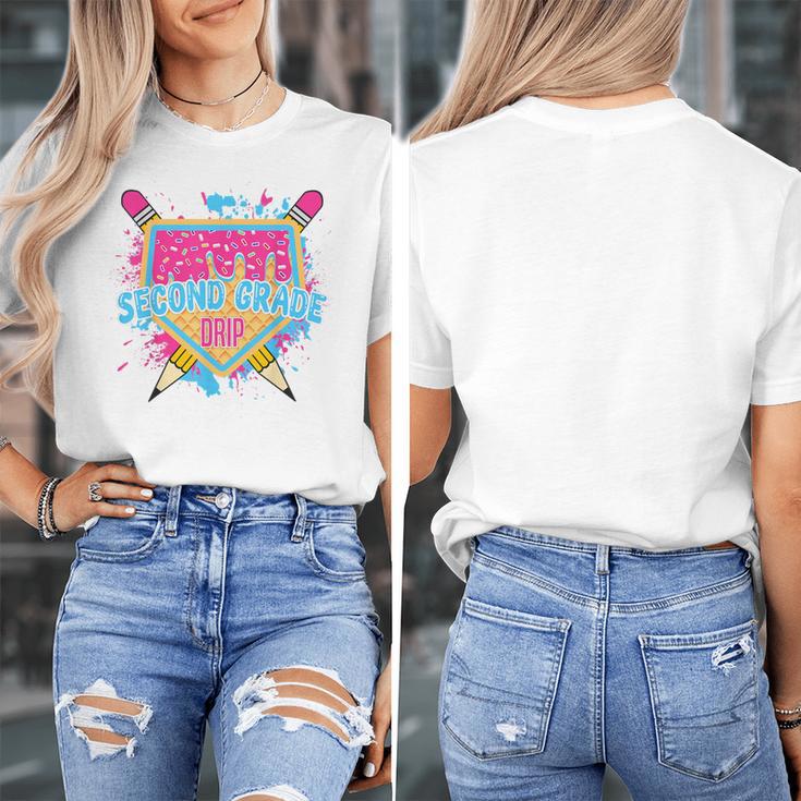 Second Grade Drip Ice Cream Home Plate Baseball Teachers Kid Women's T-Shirt, funny design Second Grade Drip Ice Cream Home Plate Baseball Teachers Kid Women's T-Shirt, funny design