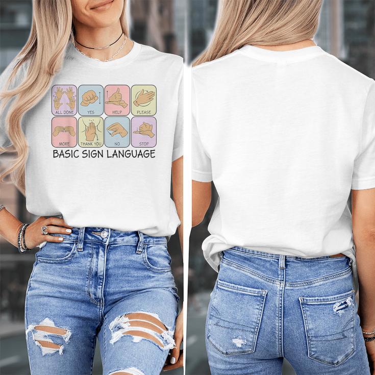 Basic Sign Language Speech Pathology Aac Sped Teacher Women's T-Shirt, funny design Basic Sign Language Speech Pathology Aac Sped Teacher Women's T-Shirt, funny design