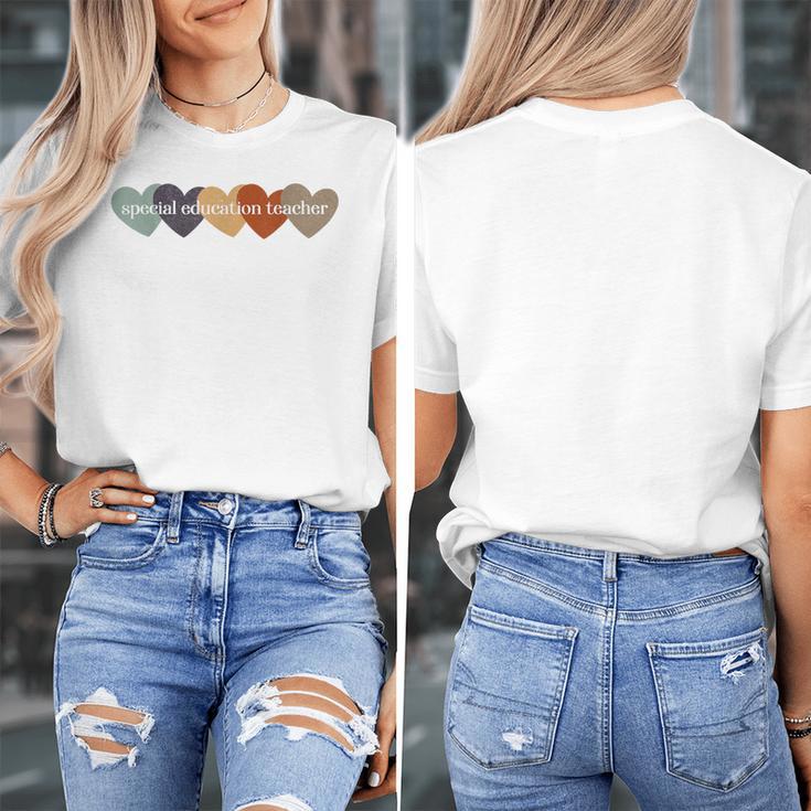 Special Education Teacher Heart Back To School Teach Rainbow Men Women Girls Kids Women's T-Shirt, funny design