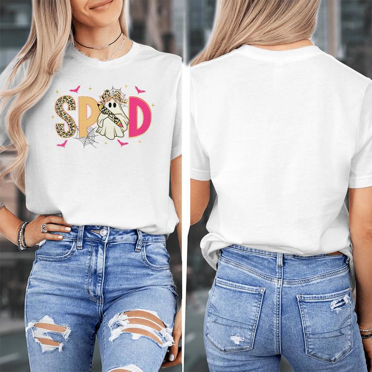 Sped Teacher Halloween Ghost Special Education Preppy Fall Women's T-Shirt, funny design