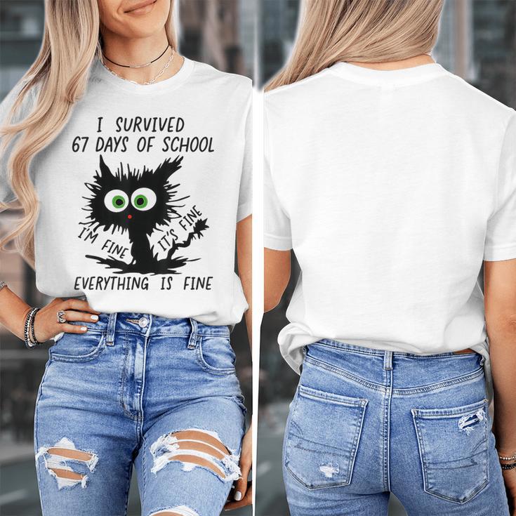 I Survived 67 Days Of School Teachers Students Humor Women's T-Shirt, funny design