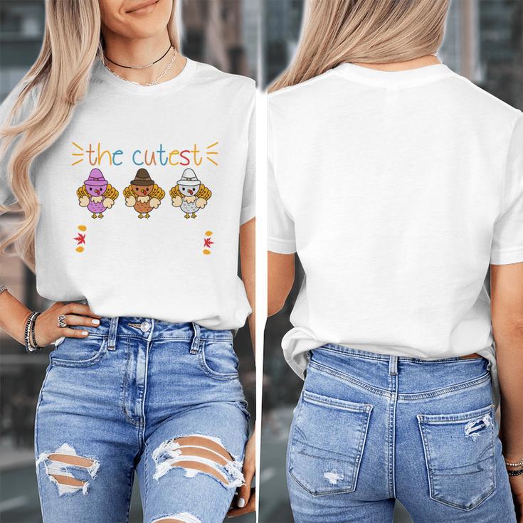 I Teach The Cutest Turkeys School Teachers Thanksgiving Women's T-Shirt, funny design