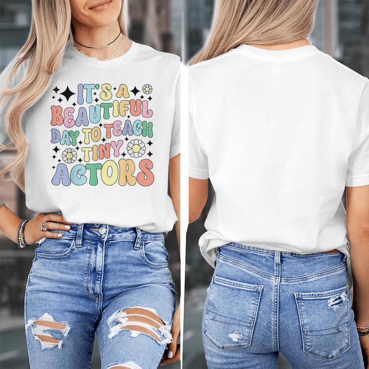 Teach Tiny Actors Theater Drama Teacher Drama Teaching Women's T-Shirt, funny design
