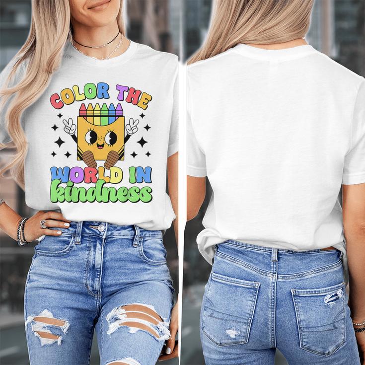 Teacher Back To School Color In Kindness Crayon Pencil Women's T-Shirt, funny design Teacher Back To School Color In Kindness Crayon Pencil Women's T-Shirt, funny design