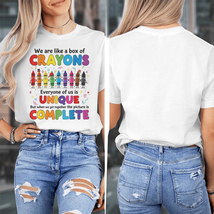 Teacher We Are Like a Box Of Crayons Back To School Women's T-Shirt, funny design Teacher We Are Like a Box Of Crayons Back To School Women's T-Shirt, funny design