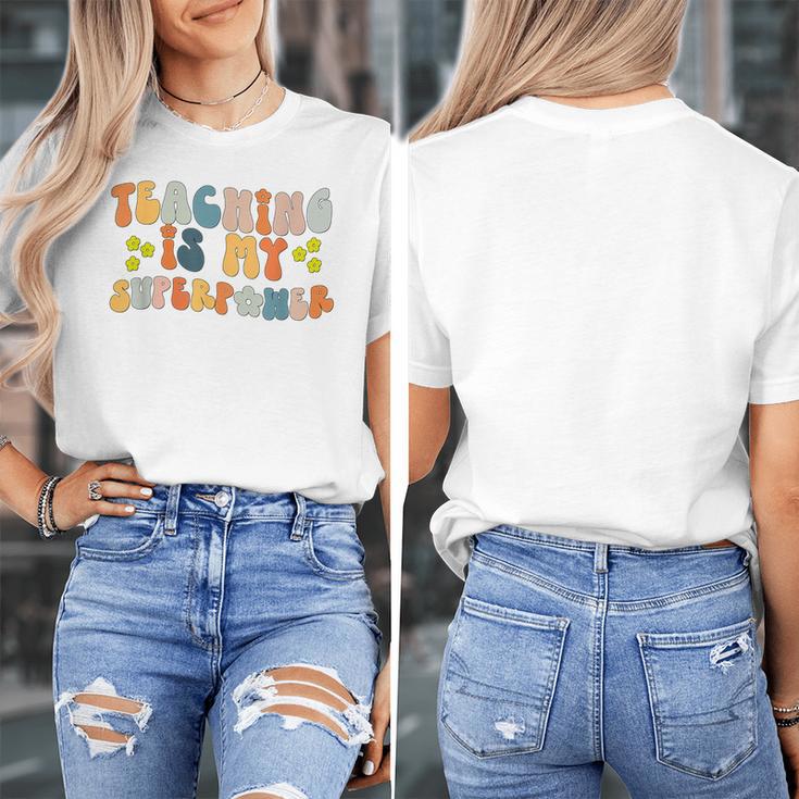 Teaching Is My Superpower Vintage Groovy University Teacher Women's T-Shirt, Groovy Teacher Gifts, funny design Teaching Is My Superpower Vintage Groovy University Teacher Women's T-Shirt, Groovy Teacher Gifts, funny design