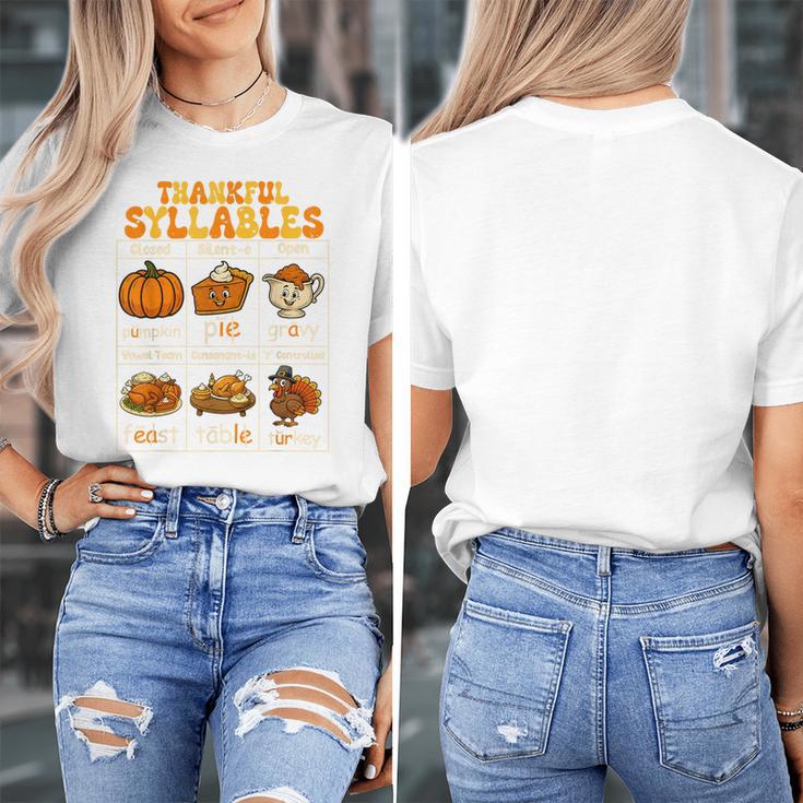 Thankful Syllables Teacher Thanksgiving Educational Kids Women's T-Shirt, funny design Thankful Syllables Teacher Thanksgiving Educational Kids Women's T-Shirt, funny design