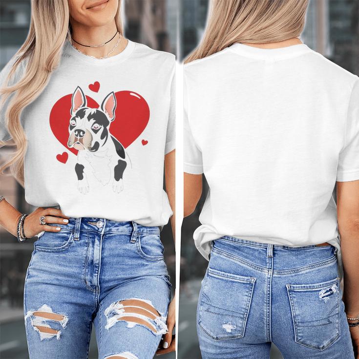 Valentine's Day Boston Terrier Heart Women's T-Shirt, funny design