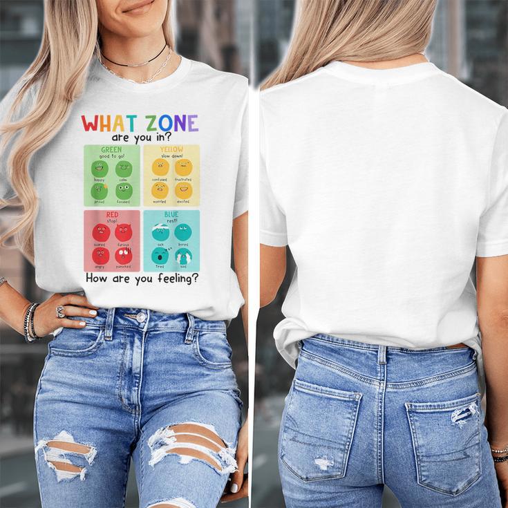 What Zone Are You In How Are You Feeling Teacher Women's T-Shirt, funny design