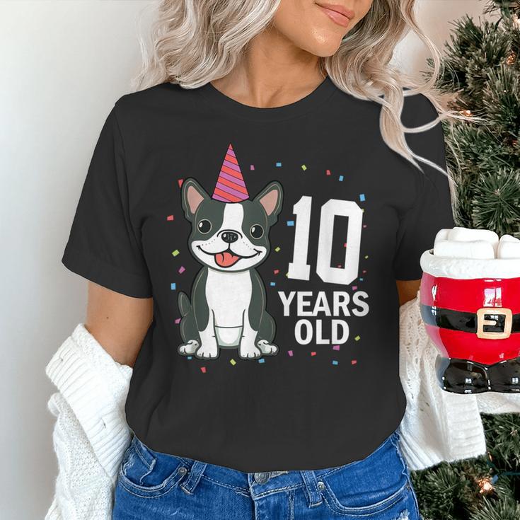 10 Years Old Birthday Boston Terrier Dog Lover 10th Party For Men Women Kids Women's T-Shirt, gift for family, gift for coworker