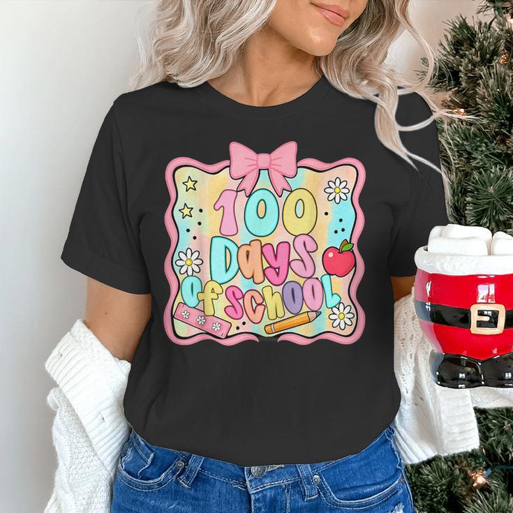 100 Days Of School Preppy 100th Day Of School Teacher Kids Women's T-Shirt, gift for family, gift for coworker