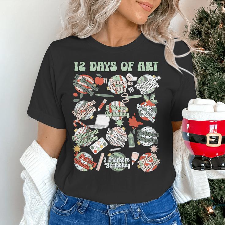 12 Days Of Art Teacher Christmas Artists Painter Educational Women's T-Shirt, gift for family, gift for coworker