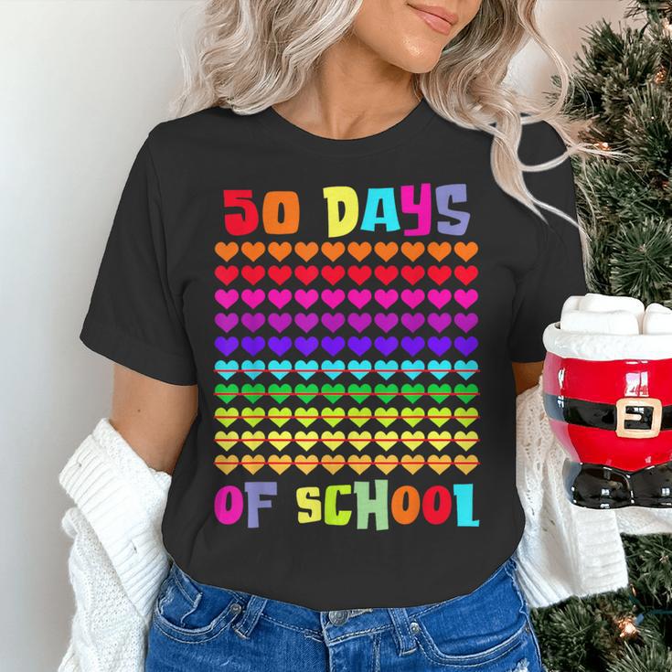 50 Days Of School Hearts Teacher Happy 50th Day Of School Women's T-Shirt, gift for family, gift for coworker 50 Days Of School Hearts Teacher Happy 50th Day Of School Women's T-Shirt, gift for family, gift for coworker