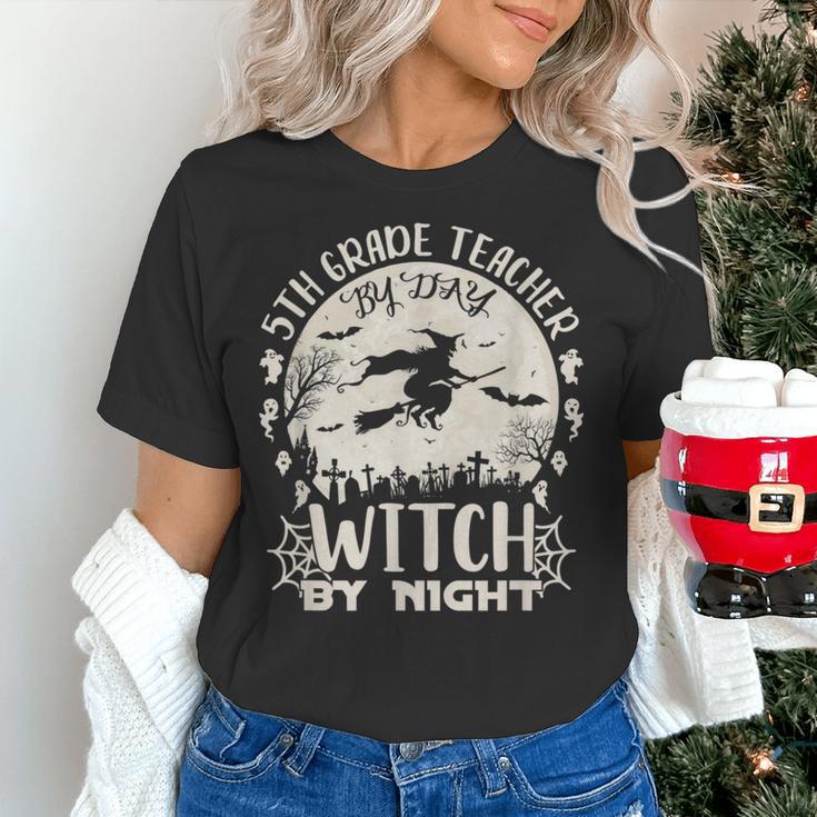 5th Grade Teacher By Day Witch By Night Halloween Women's T-Shirt, gift for family, gift for coworker