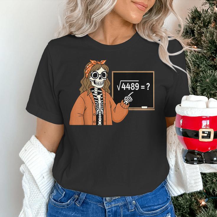 67 Math Teacher Skeleton Halloween Root 4489 Messy Bun Women Women's T-Shirt, gift for family, gift for coworker 67 Math Teacher Skeleton Halloween Root 4489 Messy Bun Women Women's T-Shirt, gift for family, gift for coworker