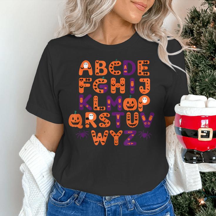 ABCs Learning Kindergarten Teacher Halloween Alphabet Women's T-Shirt, gift for family, gift for coworker ABCs Learning Kindergarten Teacher Halloween Alphabet Women's T-Shirt, gift for family, gift for coworker