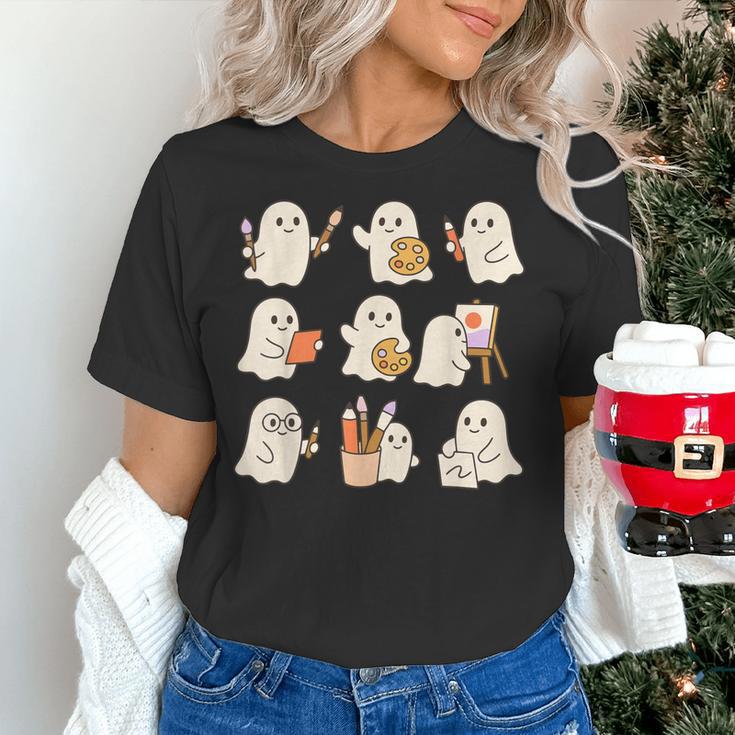 Art Teacher Ghost Halloween Artists Painter Teacher Spooky Women's T-Shirt, gift for family, gift for coworker Art Teacher Ghost Halloween Artists Painter Teacher Spooky Women's T-Shirt, gift for family, gift for coworker