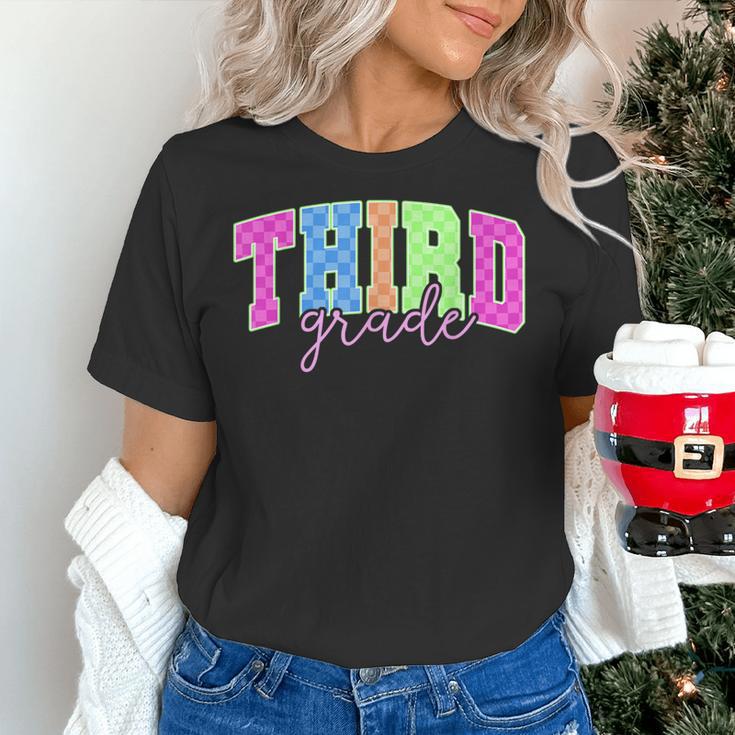 Back To School Neon Checkered Third Grade Colorful Teacher Women's T-Shirt, gift for family, gift for coworker Back To School Neon Checkered Third Grade Colorful Teacher Women's T-Shirt, gift for family, gift for coworker