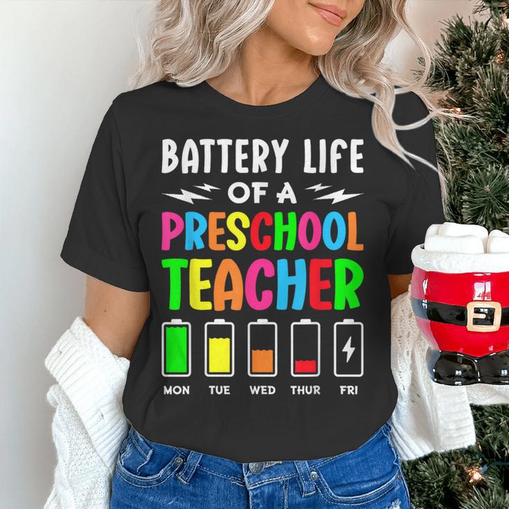 Battery Life Of a Preschool School Teacher School Week Women's T-Shirt, gift for family, gift for coworker Battery Life Of a Preschool School Teacher School Week Women's T-Shirt, gift for family, gift for coworker