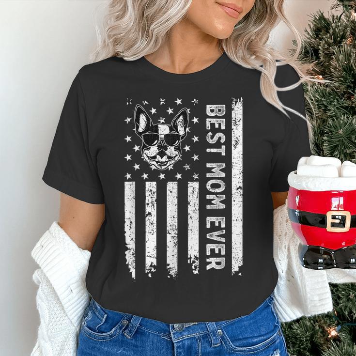 Best Boston Terrier Dog Mom Ever USA Flag For Men Women Kids Women's T-Shirt, Boston Terrier Mom Shirts, gift for family, gift for coworker