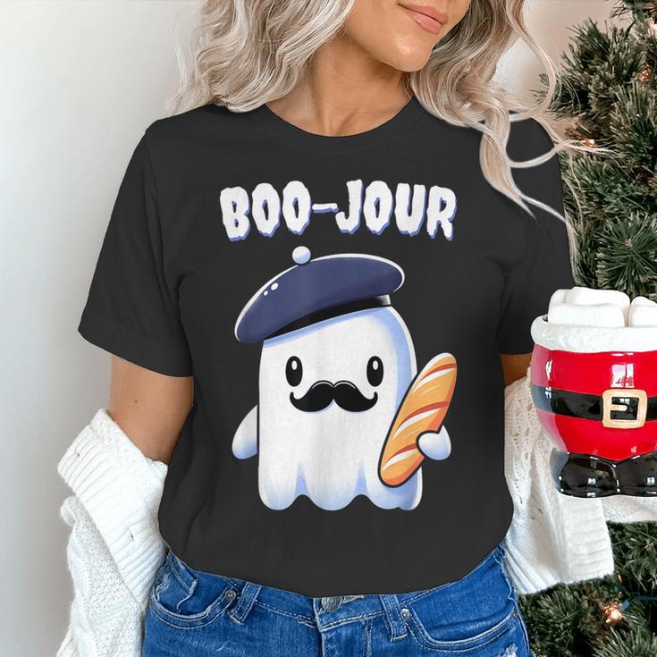 Boo Jour Ghost French Teacher Vintage Teacherlife Groovy Women's T-Shirt, Groovy Teacher Shirts, gift for family, gift for coworker