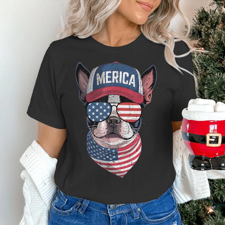 Boston Terrier 4th Of July US Merica Bostie Dog Patriotic For Men Women Kids Women's T-Shirt, Patriotic Boston Terrier Shirts, Boston Terrier 4th Of July Shirts, gift for family, gift for coworker