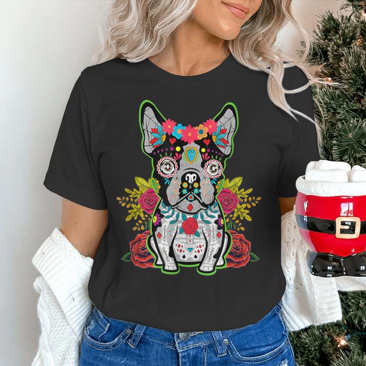 Boston Terrier Dia De Los Muertos Day Of The Dead Dog Skull For Men Women Kids Women's T-Shirt, gift for family, gift for coworker