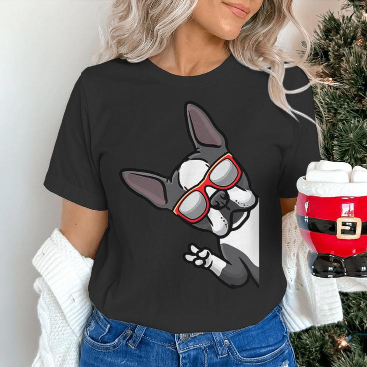 Boston Terrier Dog From Side Boston Bull Women's T-Shirt, gift for family, gift for coworker