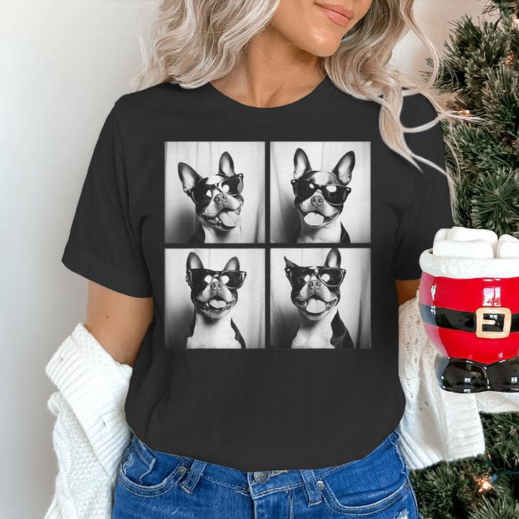Boston Terrier Dogs With Sunglasses Photo Pets Meme Women's T-Shirt, gift for family, gift for coworker