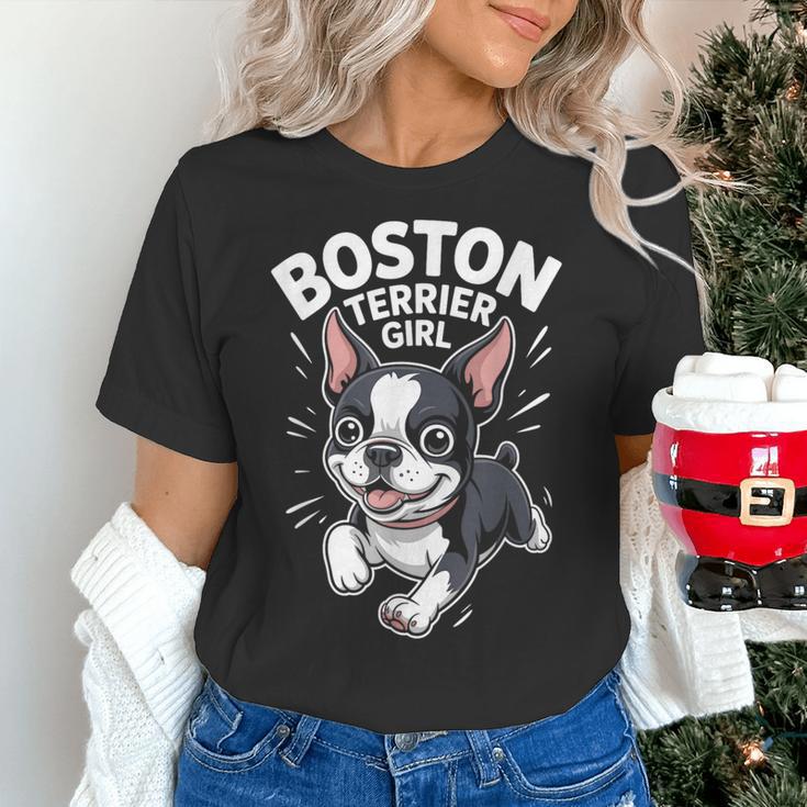 Boston Terrier Girl Cute Cartoon For Dog Owners Pet Terrier Women's T-Shirt, gift for family, gift for coworker
