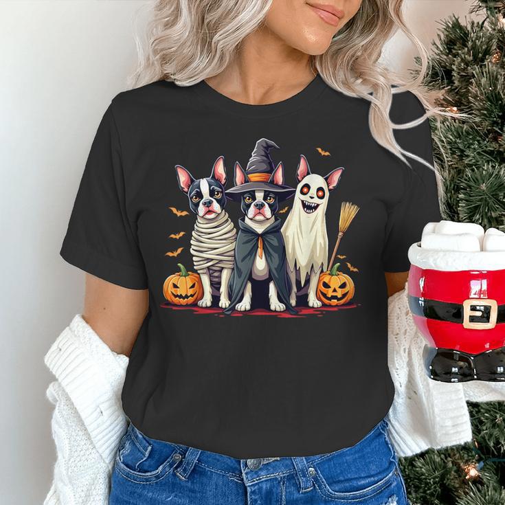 Boston Terrier Halloween Costume Mummy Witch Ghost Dog Lover For Men Women Kids Women's T-Shirt, Boston Terrier Halloween Shirts, Boston Terrier Ghost Shirts, gift for family, gift for coworker