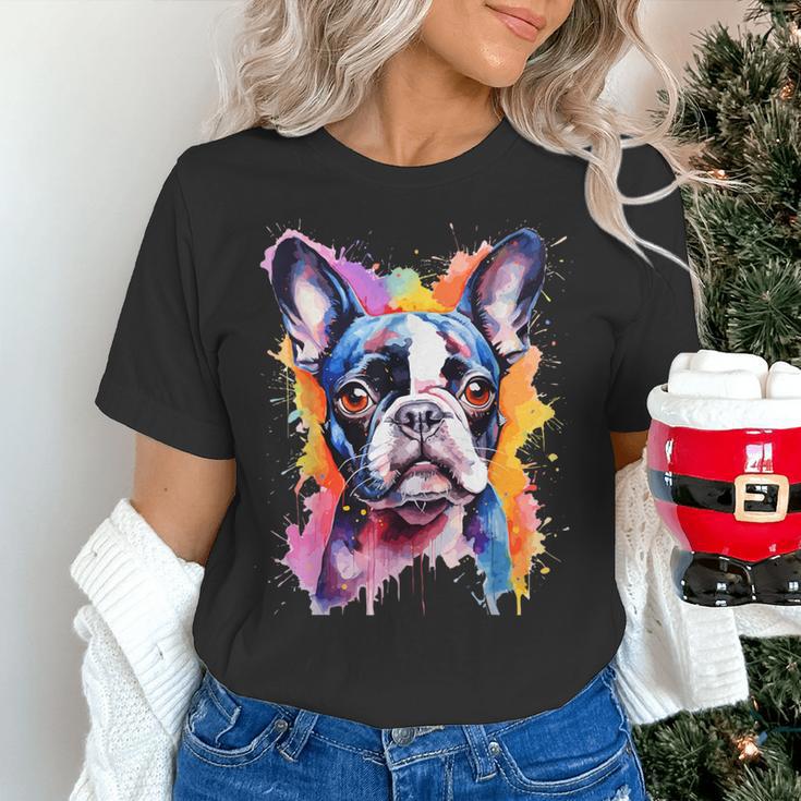 Boston Terrier Lover Pop Art Color Boston Terrier Dog For Men Women Girls Kids Women's T-Shirt, gift for family, gift for coworker
