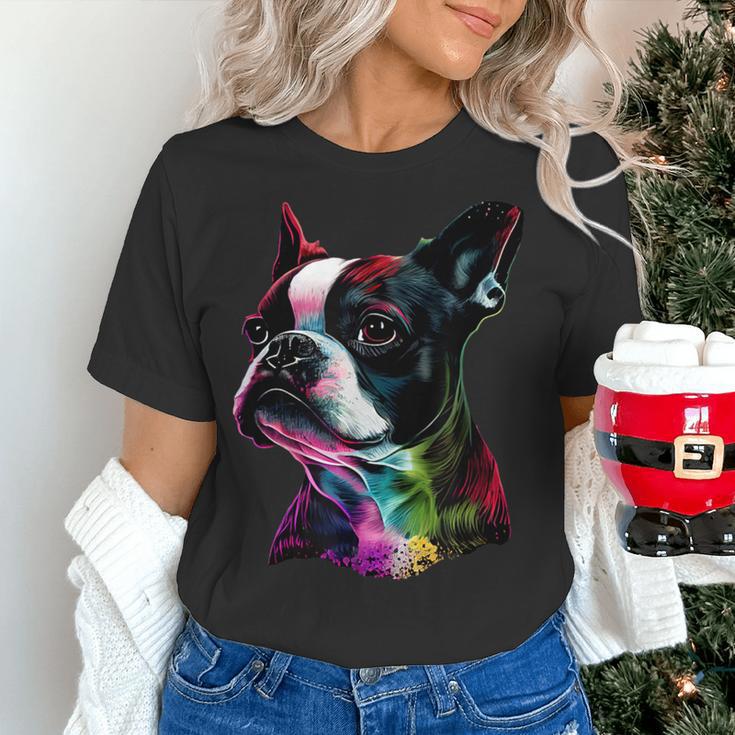 Boston Terrier Lovers Colorful Pop Art Boston Terrier Women's T-Shirt, gift for family, gift for coworker