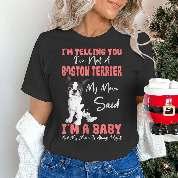 Boston Terrier Mom American Gentleman Dog Lover Mother's Day Women's T-Shirt, Boston Terrier Mom Shirts, American Boston Terrier Shirts, gift for family, gift for coworker