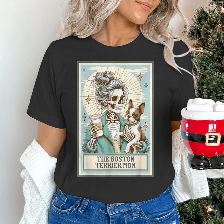 Boston Terrier Mom Skeleton Tarot Card Witch Vibes Dog Mom Women's T-Shirt, Boston Terrier Mom Shirts, Boston Terrier Tarot Shirts, gift for family, gift for coworker