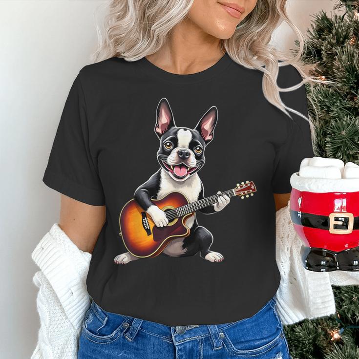 Boston Terrier Playing Guitar Boston Terrier Women's T-Shirt, gift for family, gift for coworker