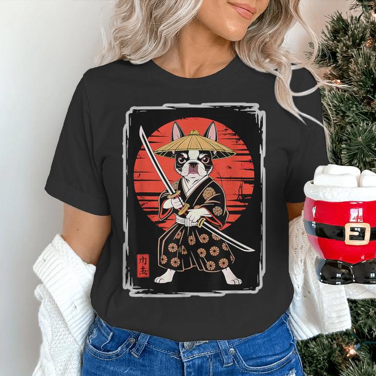Boston Terrier Samurai Ninja Vintage Anime Japanese Ukiyo-e Women's T-Shirt, gift for family, gift for coworker