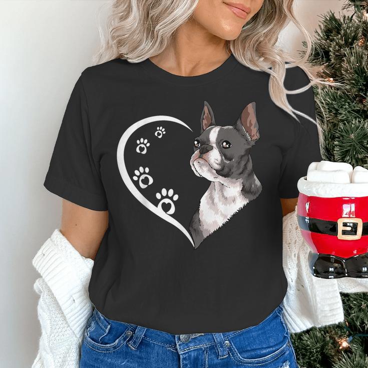 Boston Terrier Shirts For Women Girls Kids Heart Cute Women's T-Shirt, gift for family, gift for coworker