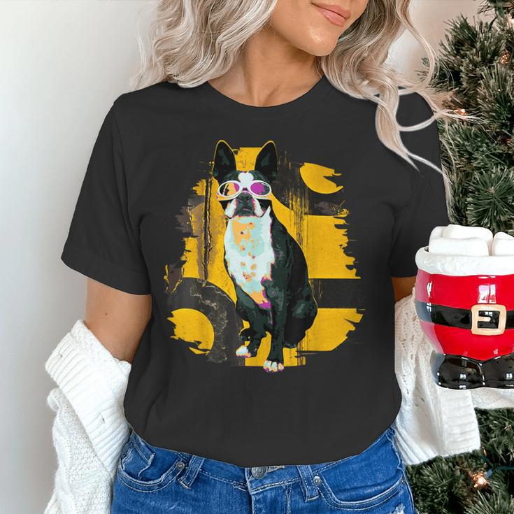 Boston Terrier s Mid-Century Modern Art s Street Grunge Women's T-Shirt, gift for family, gift for coworker