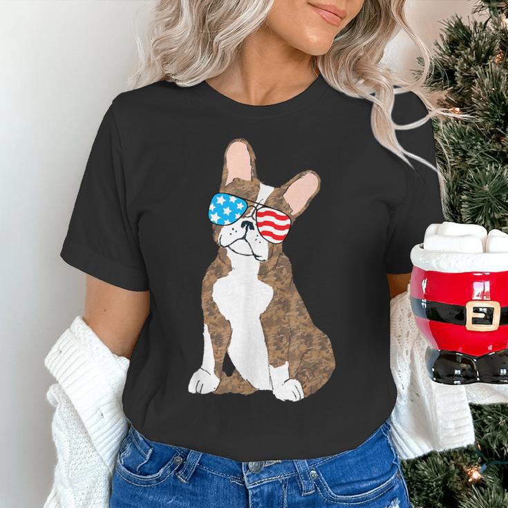 Brindle Boston Terrier Dog Patriotic Shirt USA Flag Women's T-Shirt, Patriotic Boston Terrier Shirts, gift for family, gift for coworker