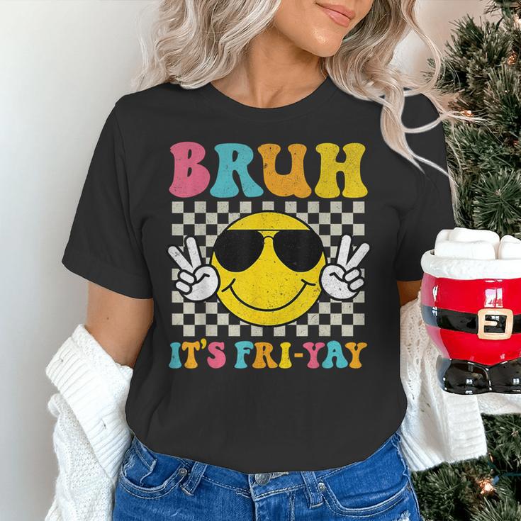 Bruh It's Fri-Yay Friday Weekend Smile Face Teacher Student Women's T-Shirt, gift for family, gift for coworker