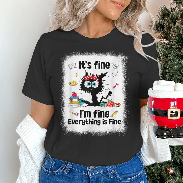 Cat It's Fine I'm Fine Everything Is Fine Teacher Life Women's T-Shirt, gift for family, gift for coworker